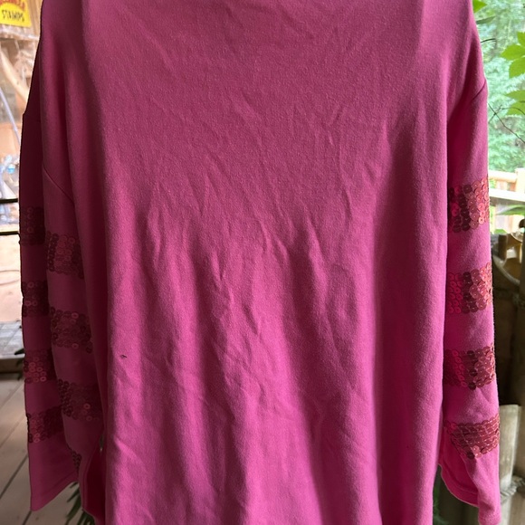 Quacker Factory Pink Sequin Striped Blouse - Picture 4 of 4